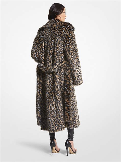 michael michael kors leopard print faux fur robe coat|Michael Kors.